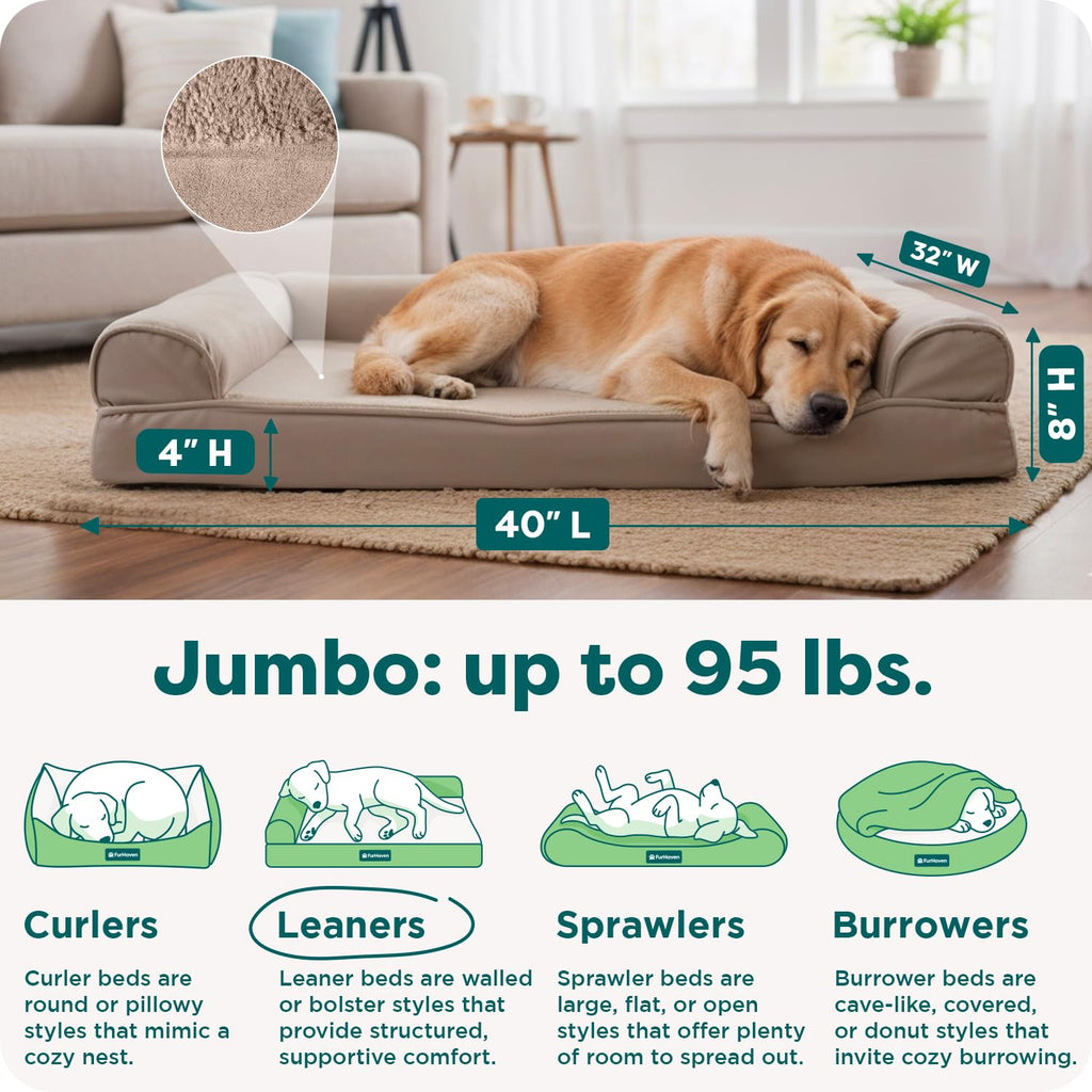 Furhaven Cooling Gel — Cama Ortopédica con Gel Refrescante, Bolsters Removibles y Cubierta Lavable para Perros Grandes