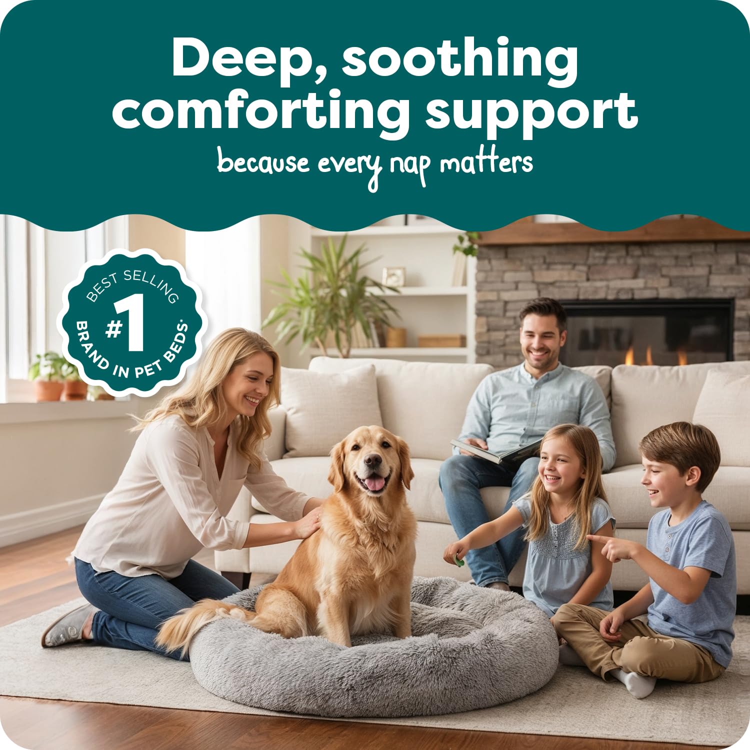 FurHaven Calming Cuddler — Cama Donut Calmante de Peluche para Perros y Gatos