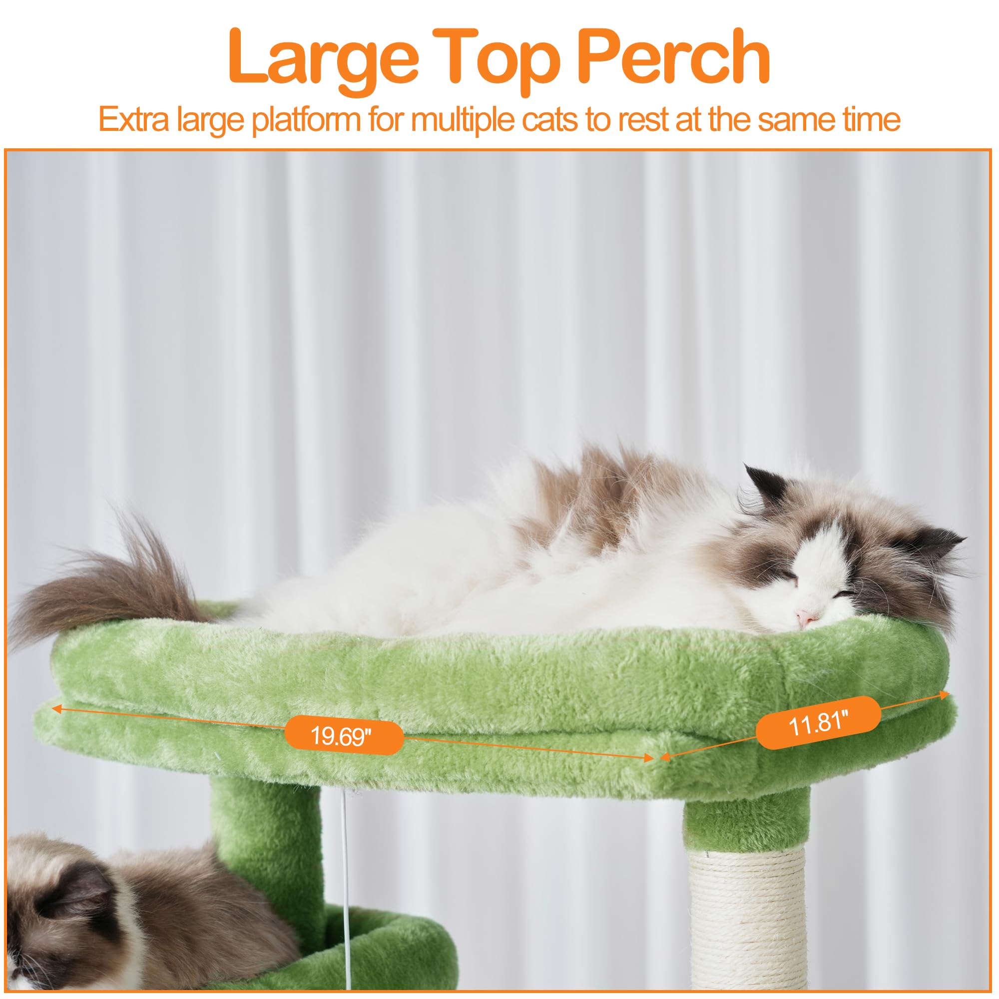 Heybly Torre para Gatos Grandes — Árbol Multinivel con Perchas Anchas, Cueva y Tablero Rascador para Gatos de hasta 9 kg