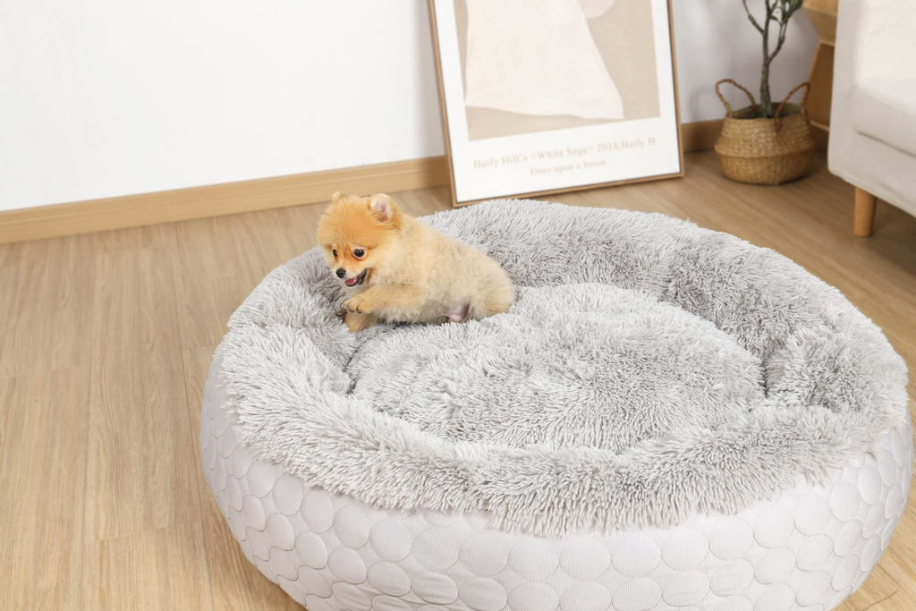 HachiKitty Calming Donut Bed — Cama Redonda y Esponjosa con Lado Frío y Cálido para Perro