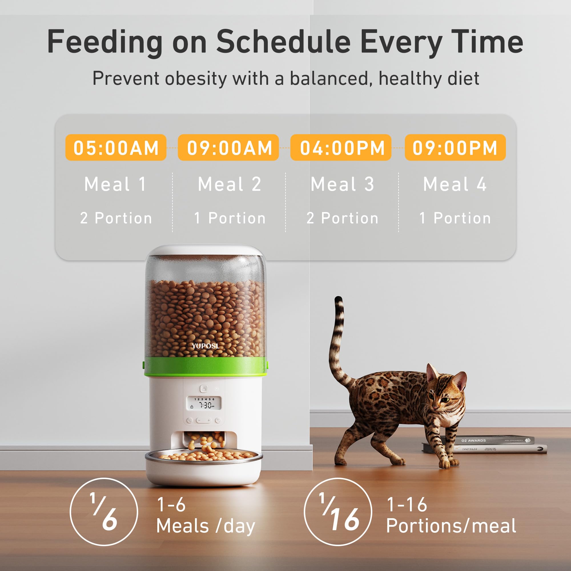 Yuposl — Comedero Automático Programable para Gatos y Perros con Control de Porciones y Batería de 180 Días
