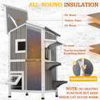 PetsCosset — Casa para Gatos de Madera de Dos Pisos con Techo Impermeable Abatible y Puertas de Escape para Uso Exterior e Interior
