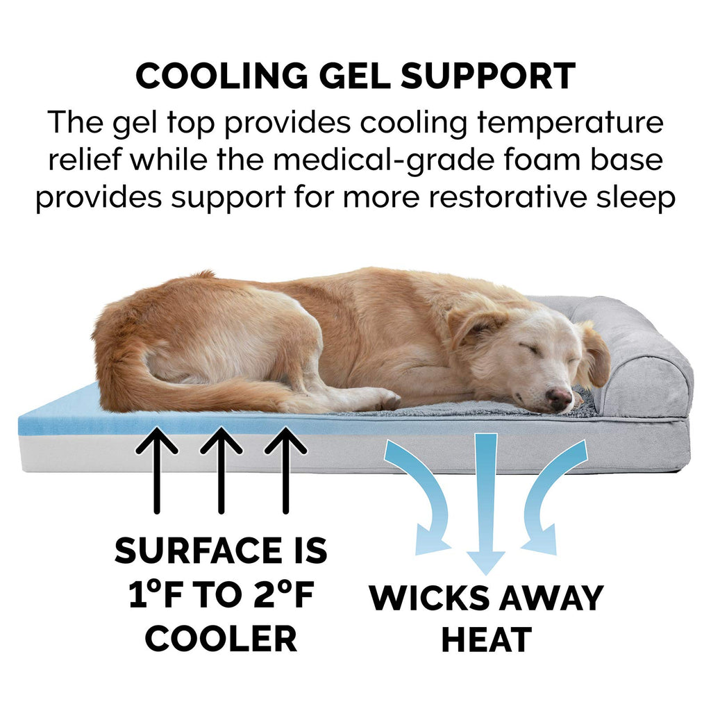 Furhaven Cooling Gel — Cama Ortopédica con Gel Refrescante, Bolsters Removibles y Cubierta Lavable para Perros Grandes