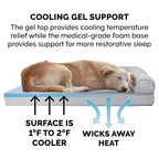 Furhaven Cooling Gel — Cama Ortopédica con Gel Refrescante, Bolsters Removibles y Cubierta Lavable para Perros Grandes