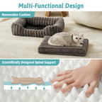 Cama Ortopédica Rectangular Lavable con Lados Elevados y Base Antideslizante — Cama Calmante para Perros y Gatos de Interior