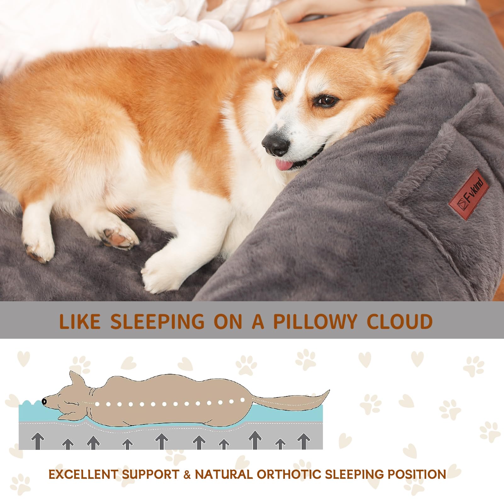 Cama Tamaño Humano para Perros y Adultos con Almohada y Cobija — Felpa Ortopédica Lavable y Removible para Mascotas Grandes