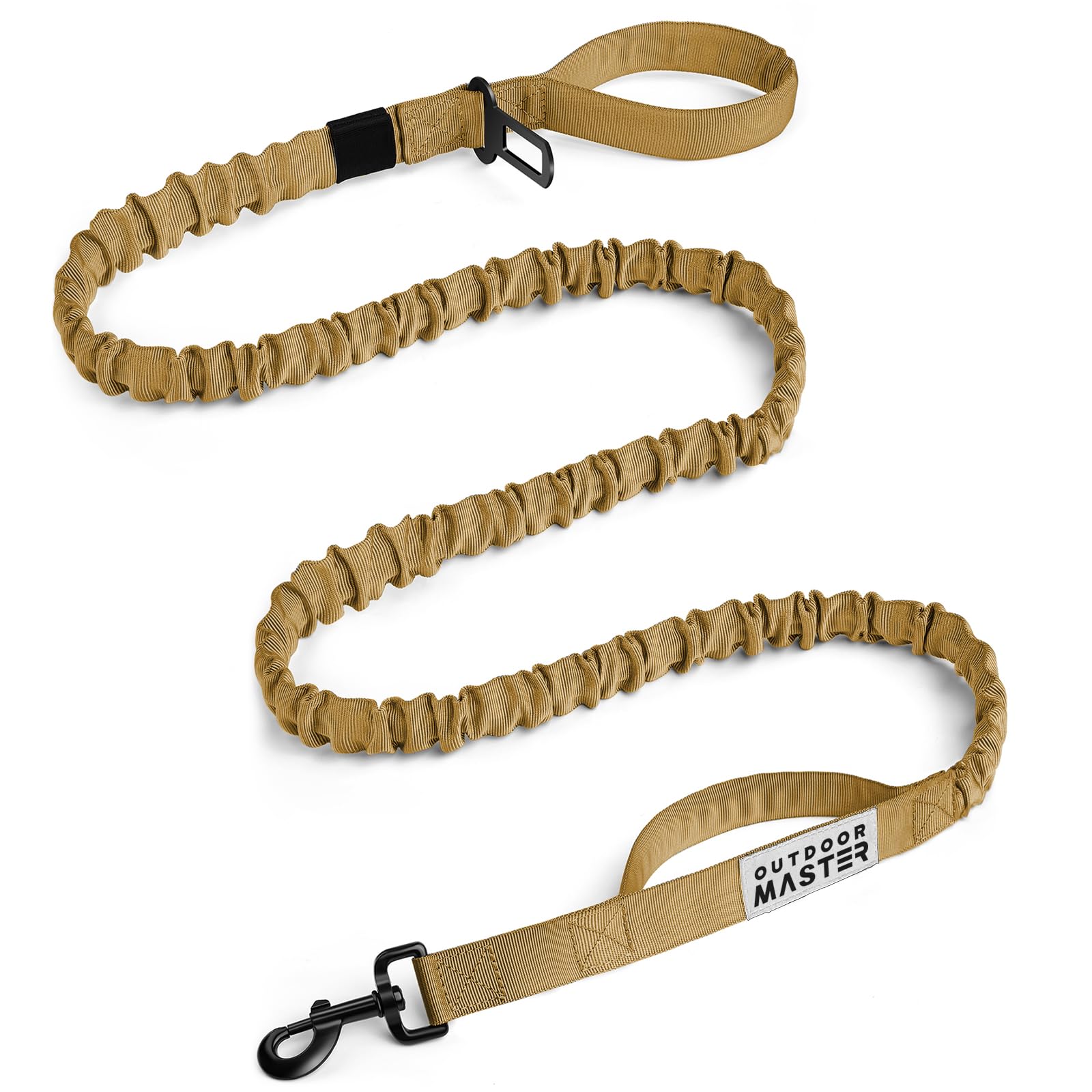 OutdoorMaster Bungee — Correa Elástica con Doble Mango Acolchado y Mosquetón 360° para Perro