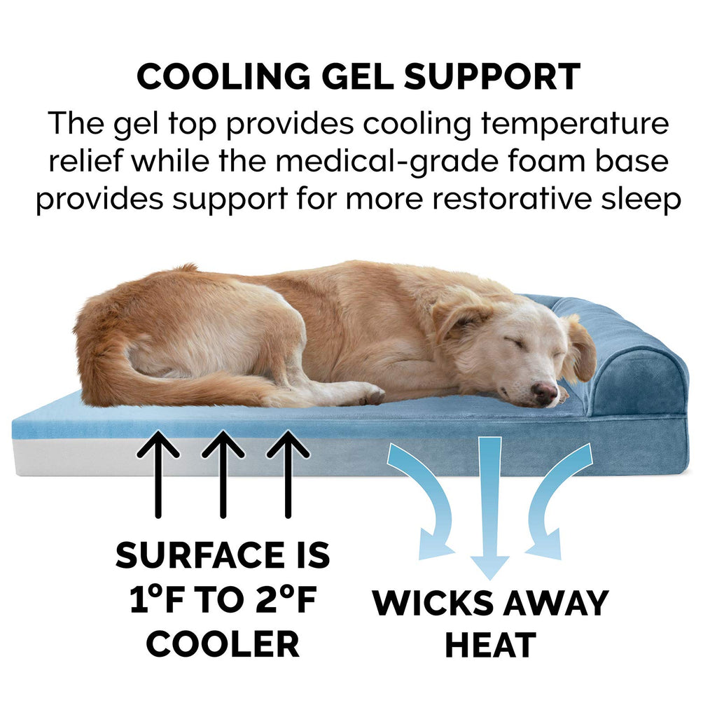 Furhaven Cooling Gel — Cama Ortopédica con Gel Refrescante, Bolsters Removibles y Cubierta Lavable para Perros Grandes