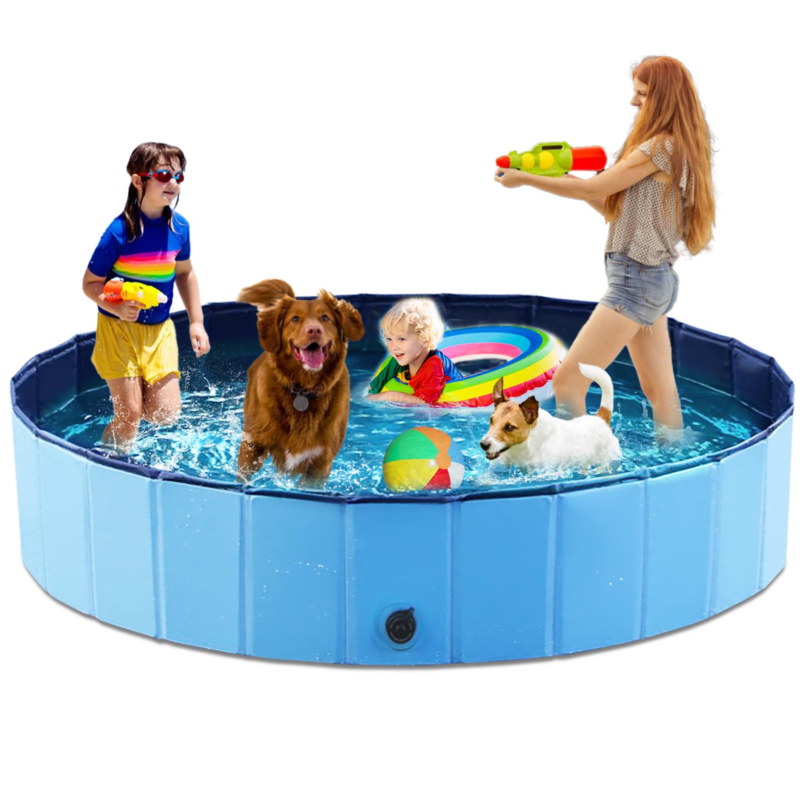 Jasonwell — Alberca Plegable y Portátil para Perros, Gatos y Niños | Tina de Baño Antiderrapante sin Inflado