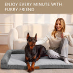 Patas Lague — Cama Ortopédica con Bolster en L y Cubierta Lavable Impermeable para Perro