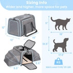 Petsfit — Transportadora Expandible para Gatos y Perros Pequeños, Aprobada por Aerolíneas, Plegable, Lavable y a Prueba de Escapes con 2 Paneles de Expansión