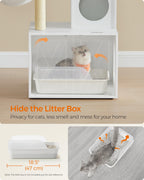 Feandrea Torre Rascador para Gato con Mueble para Arenero Integrado — Centro de Actividades 2 en 1 con Cojines Lavables y Postes de Sisal