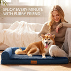 Patas Lague — Cama Ortopédica con Bolster en L y Cubierta Lavable Impermeable para Perro