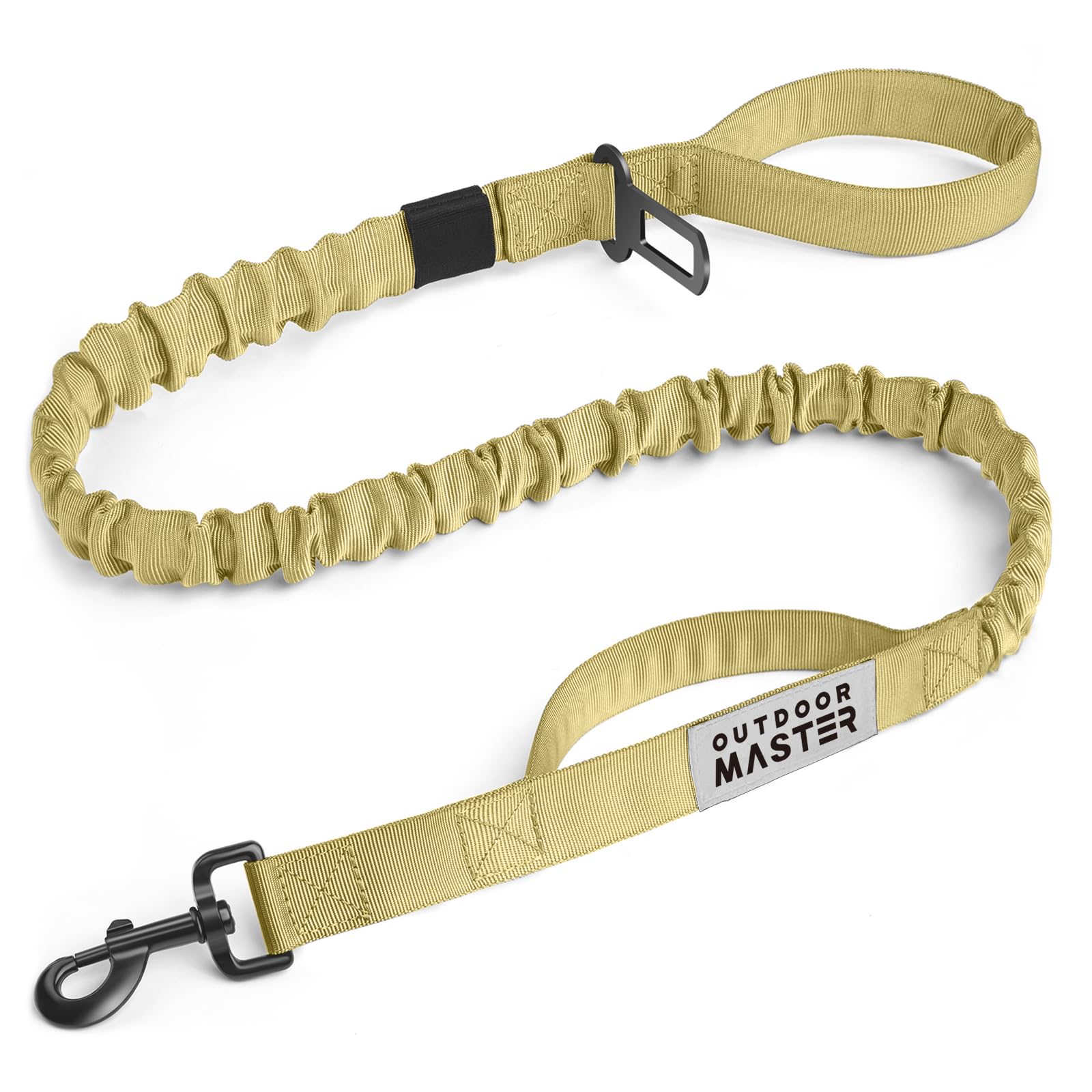 OutdoorMaster Bungee — Correa Elástica con Doble Mango Acolchado y Mosquetón 360° para Perro