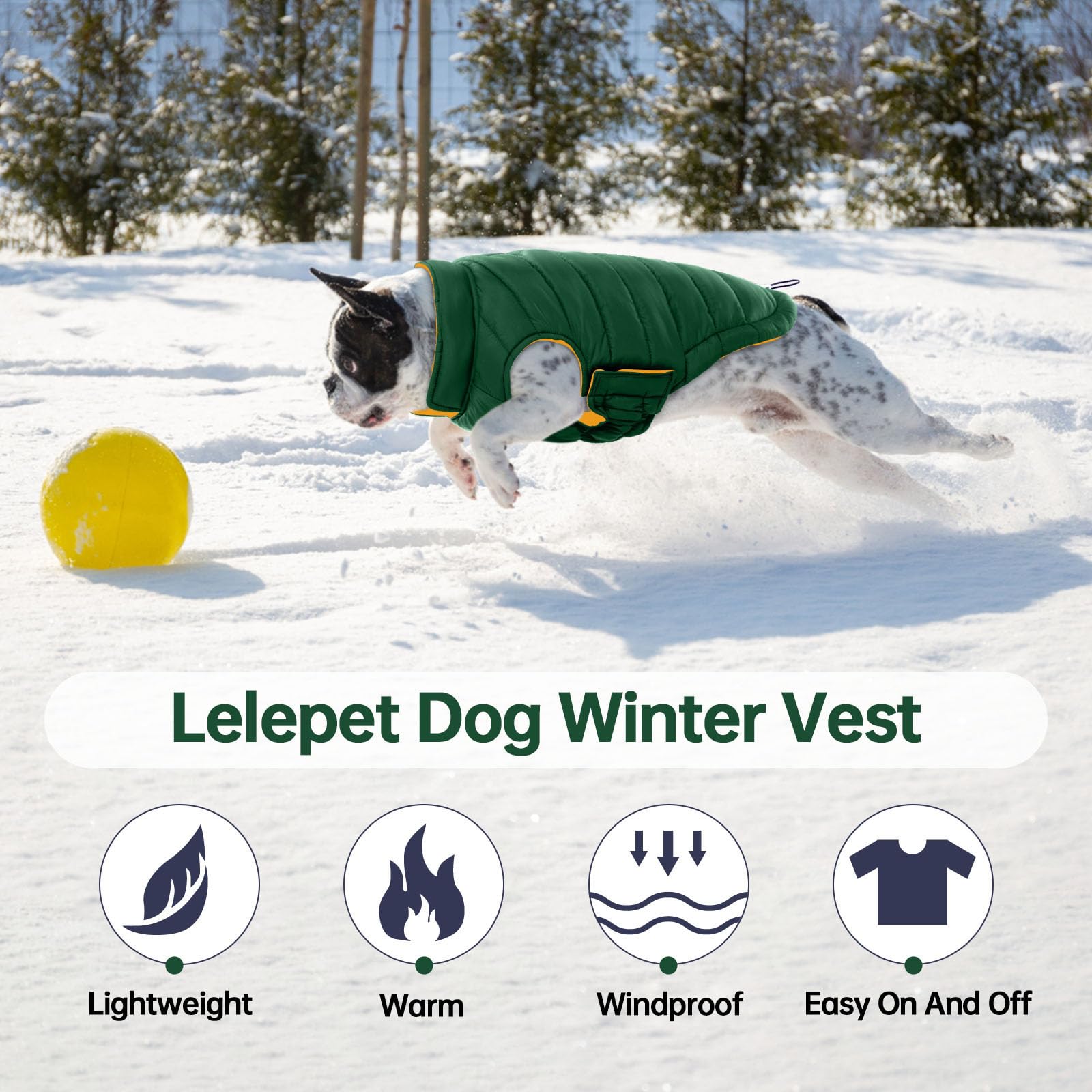 Lelepet — Chamarra Reversible Acolchada para Perro, Resistente al Viento y Agua, para Perros Pequeños