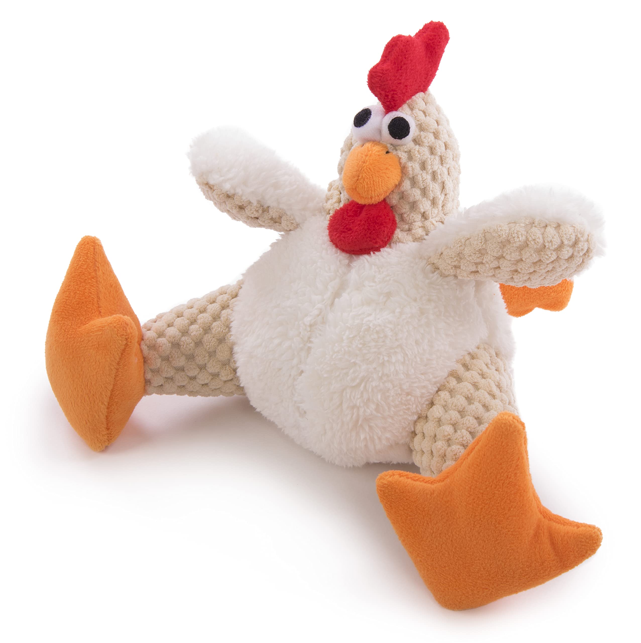 goDog Checkers Gallo Gordito — Juguete de Peluche con Chillador para Perros, Tecnología Chew Guard, Color Blanco, Talla Pequeña