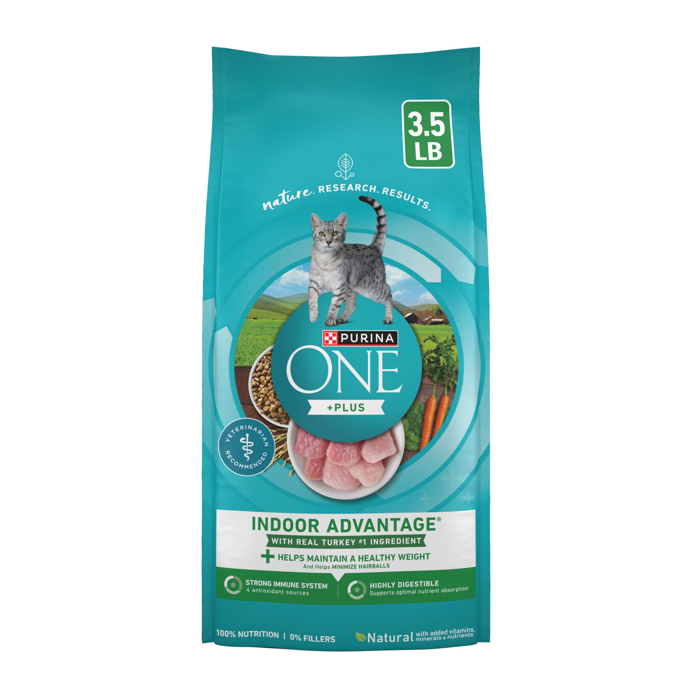 Purina ONE Indoor Advantage — Alimento Seco Natural para Gato Adulto de Interior con Control de Peso y Reducción de Bolas de Pelo, con Salmón Real