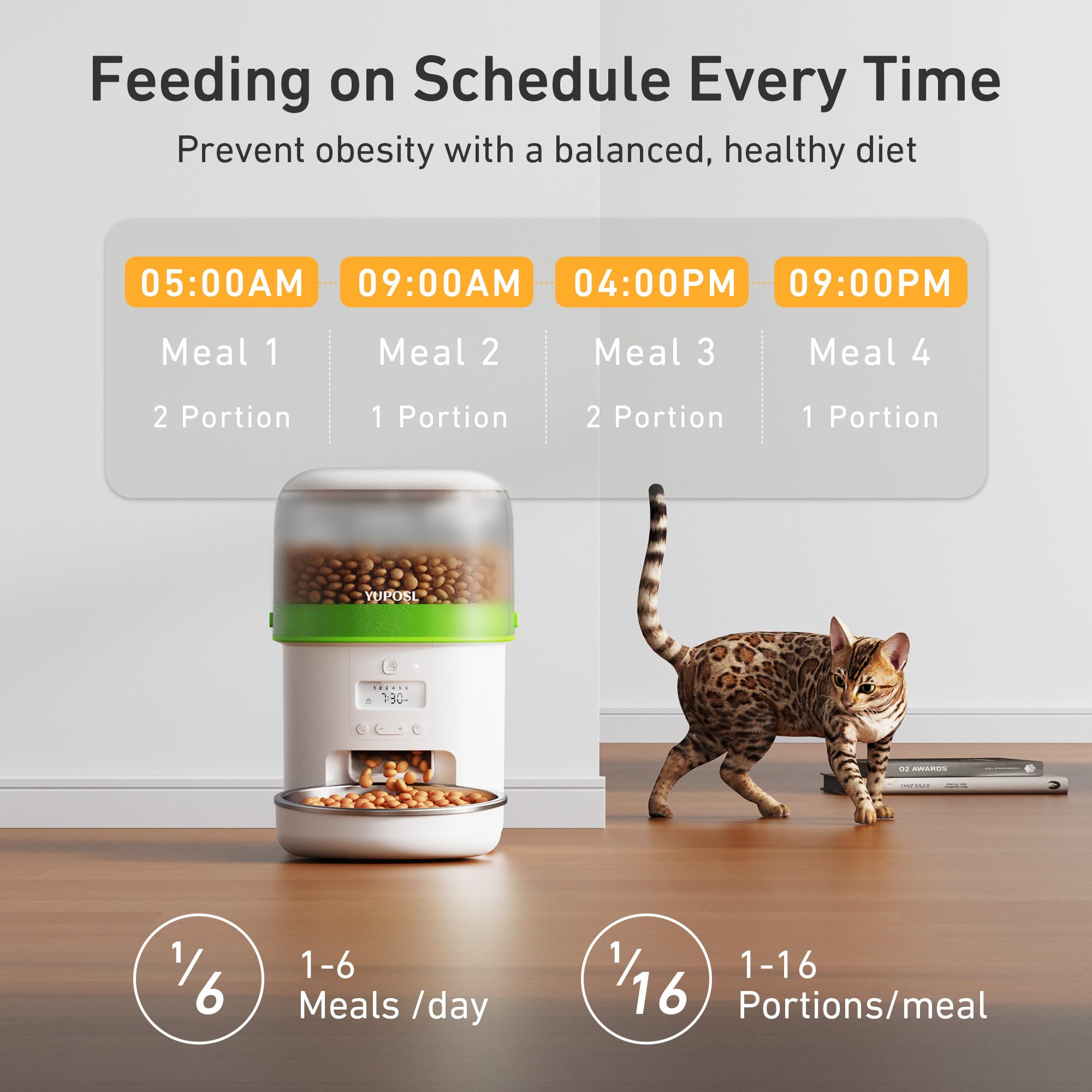 Yuposl — Comedero Automático Programable para Gatos y Perros con Control de Porciones y Batería de 180 Días