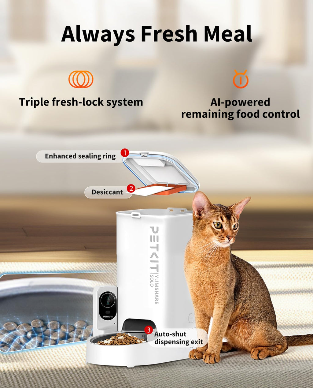 PETKIT — Comedero Automático con Cámara HD 1080P y Visión Nocturna para Gato y Perro Pequeño