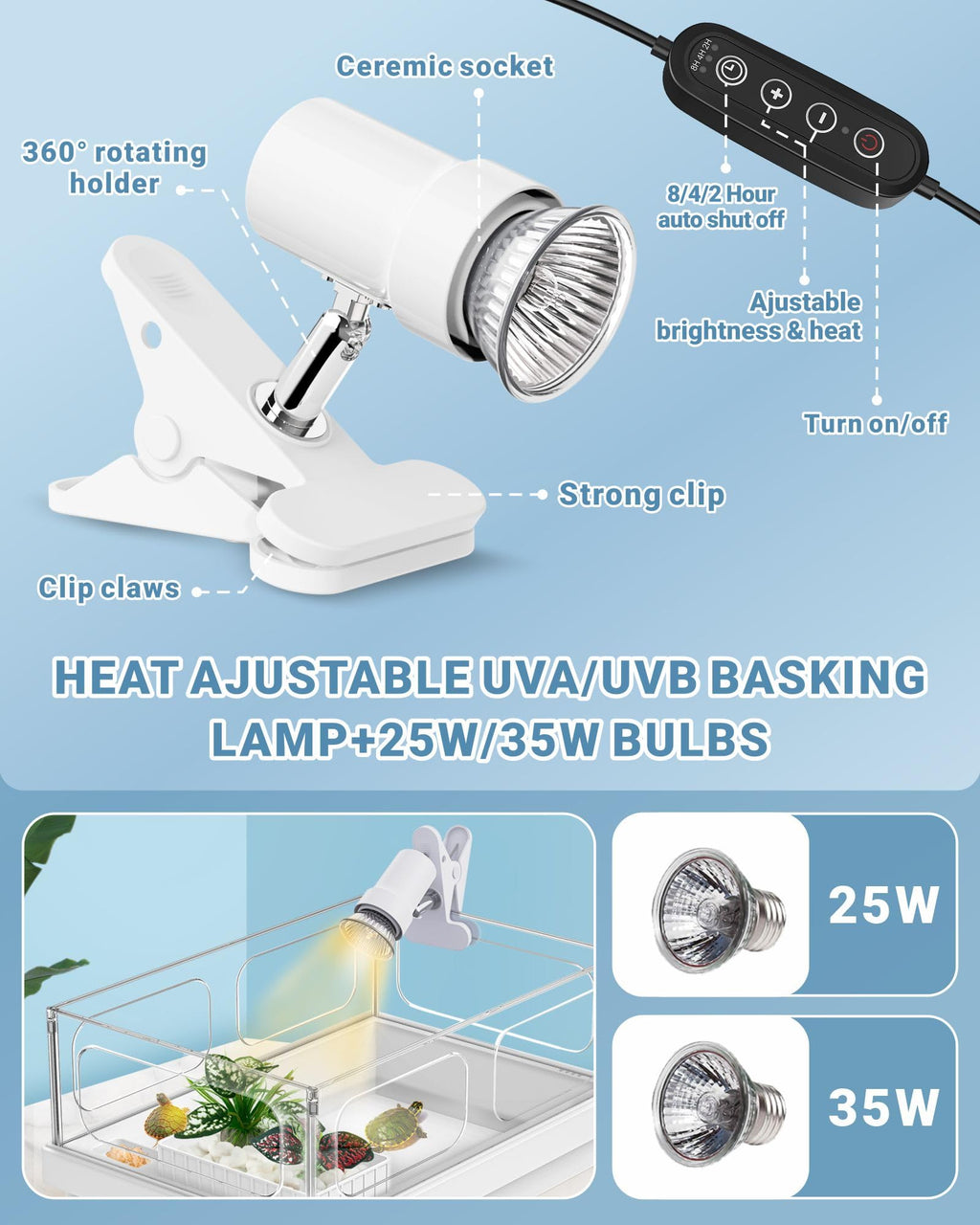 GOZILLA — Kit Completo de Acuario para Tortuga con Lámpara UVA/UVB y Filtro — Starter Kit para Reptiles Pequeños