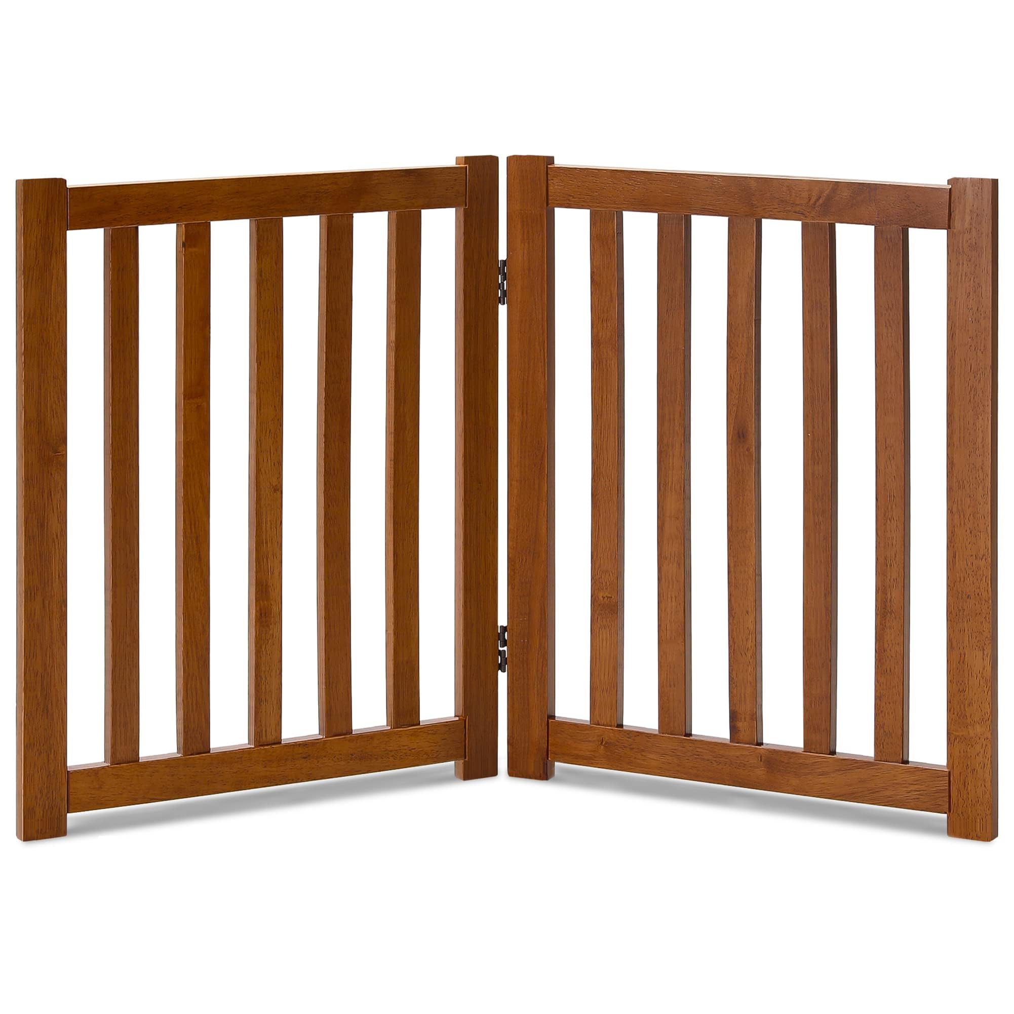 LZRS — Reja de Madera de Roble Plegable Independiente para Mascotas, Puerta de Seguridad Interior para Perros