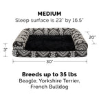 Furhaven — Funda de Repuesto para Cama de Perro Estilo Sofá con Felpa y Diseño Kilim Suroeste, Lavable a Máquina