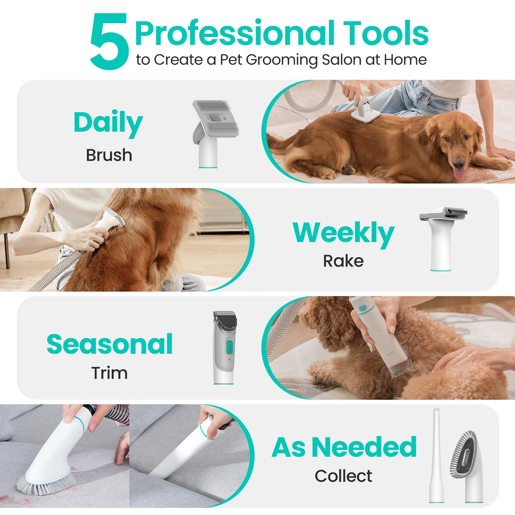 Neakasa P2 Pro — Kit de Grooming con Aspiradora para Perros y Gatos, 5 Herramientas Incluidas y Depósito de 2L