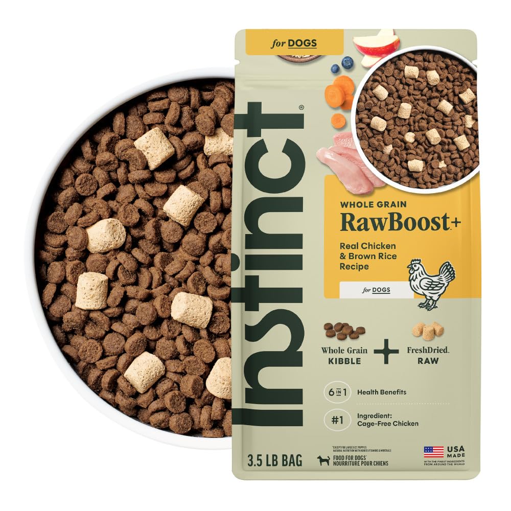 Instinct RawBoost Whole Grain — Alimento para Perro con Trozos de Pollo Crudo Deshidratado y Granos Enteros