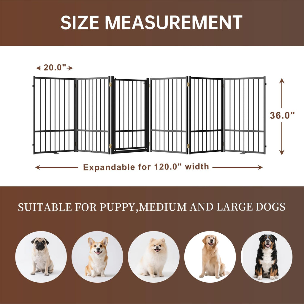 Corralito y Reja Divisoria de Metal para Perros — Puerta Abatible, Plegable y Autoportante para Interiores