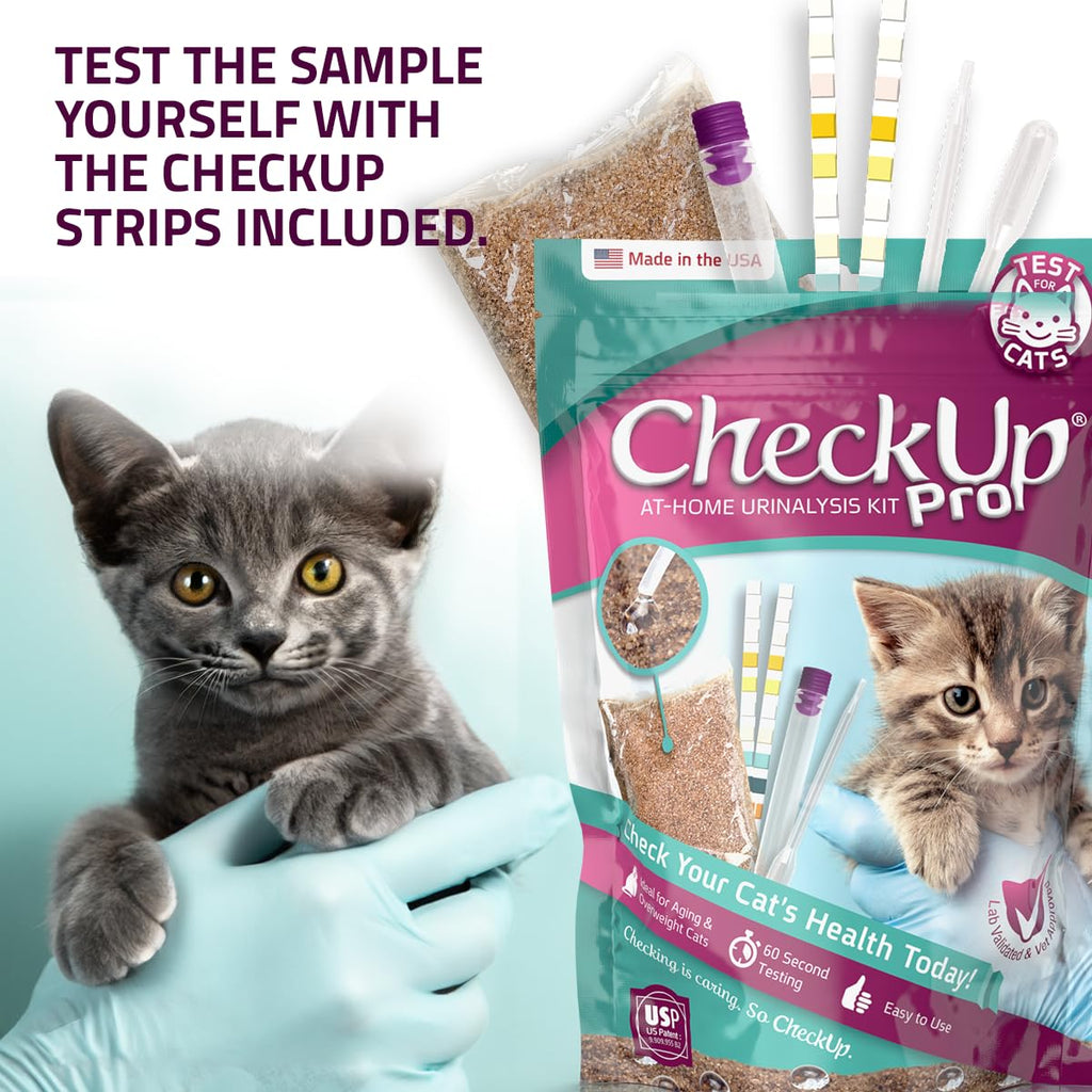 KIT4CAT CheckUp — Kit de Análisis de Orina en Casa para Gato | Arena Hidrofóbica + 2 Tiras Reactivas para 10 Parámetros