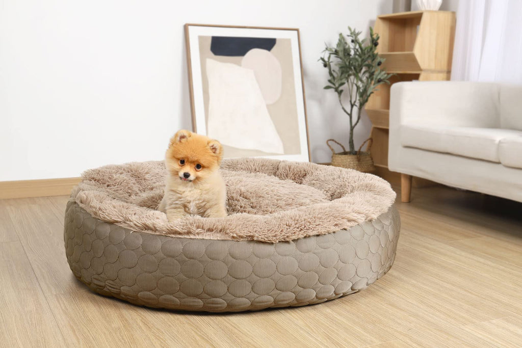 HachiKitty Calming Donut Bed — Cama Redonda y Esponjosa con Lado Frío y Cálido para Perro