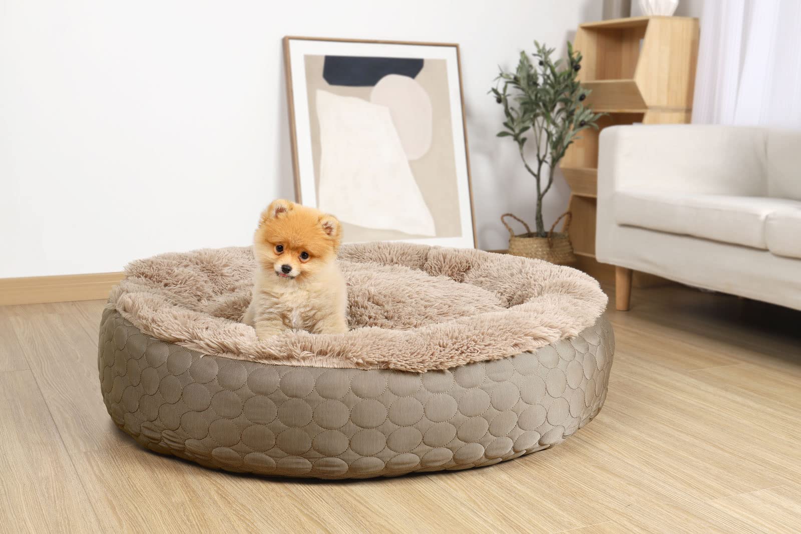 HachiKitty Calming Donut Bed — Cama Redonda y Esponjosa con Lado Frío y Cálido para Perro