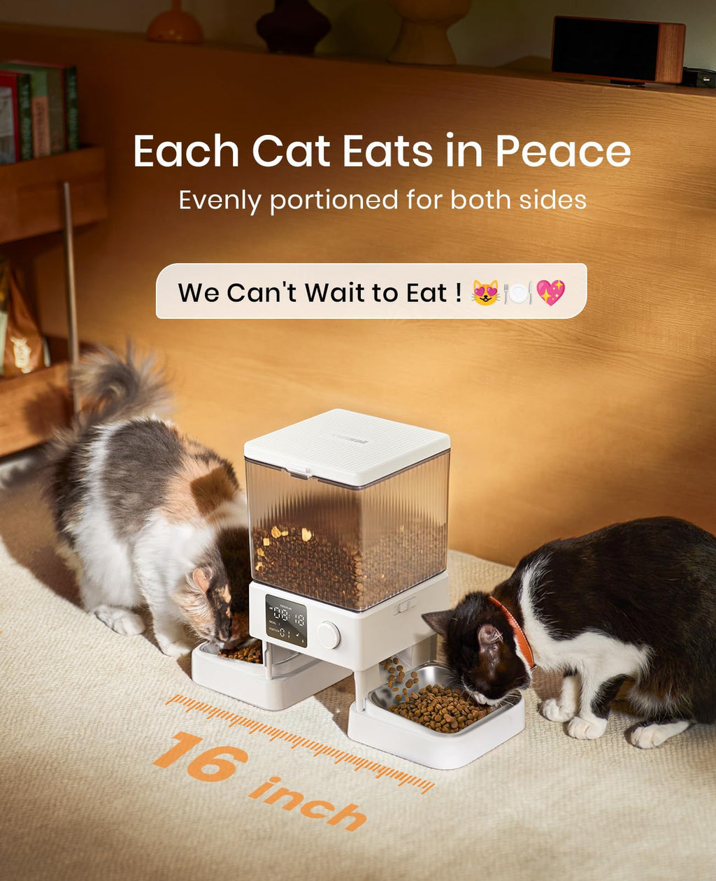 Oneisall — Comedero Automático para 2 Gatos y Mascotas Pequeñas con Dispensador de Alimento de 5L / 20 Tazas