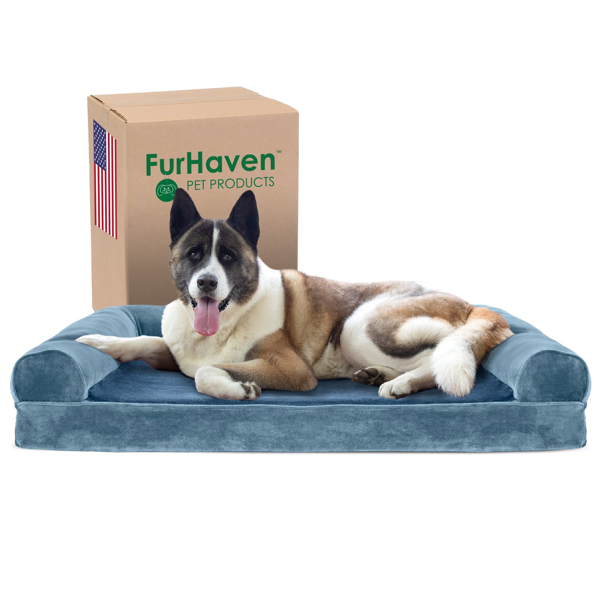 Furhaven Cooling Gel — Cama Ortopédica con Gel Refrescante, Bolsters Removibles y Cubierta Lavable para Perros Grandes