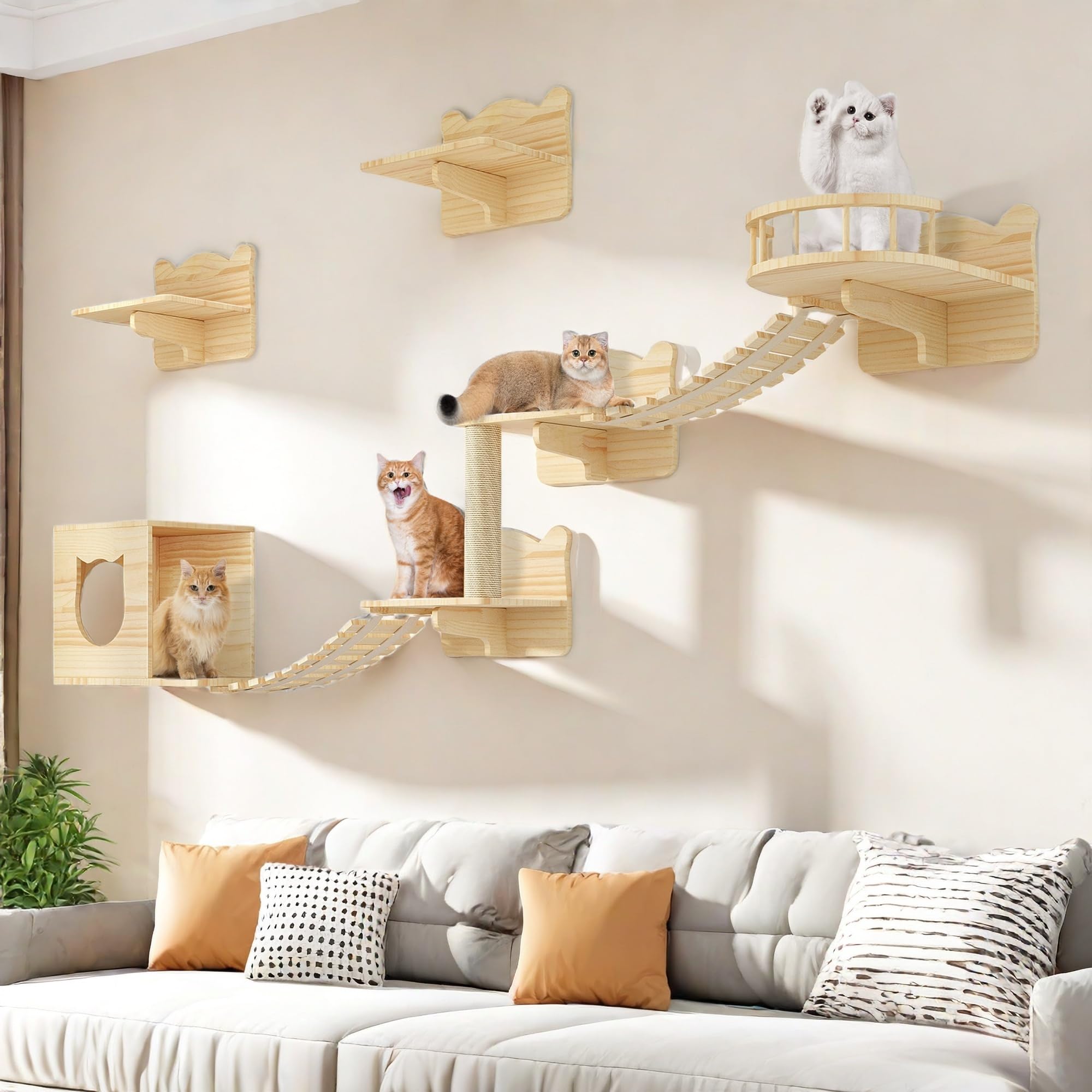 Homiflex — Repisas de Pared para Gatos, Mueble Escalador Montado en Pared para Felinos