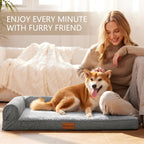 Patas Lague — Cama Ortopédica con Bolster en L y Cubierta Lavable Impermeable para Perro