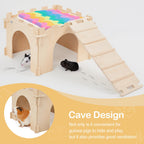 Unicorn Catcher — Casa Castillo de Madera Extra Grande con Escalera y Tapetes para Cobayos y Animales Pequeños
