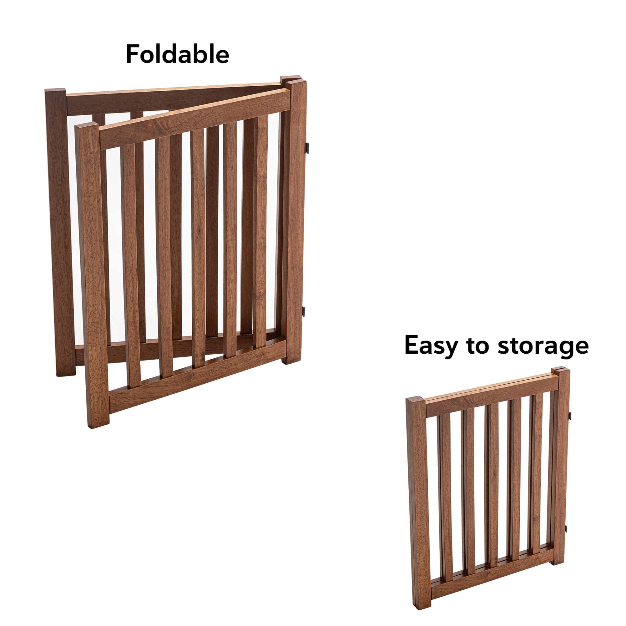 LZRS — Reja de Madera de Roble Plegable Independiente para Mascotas, Puerta de Seguridad Interior para Perros