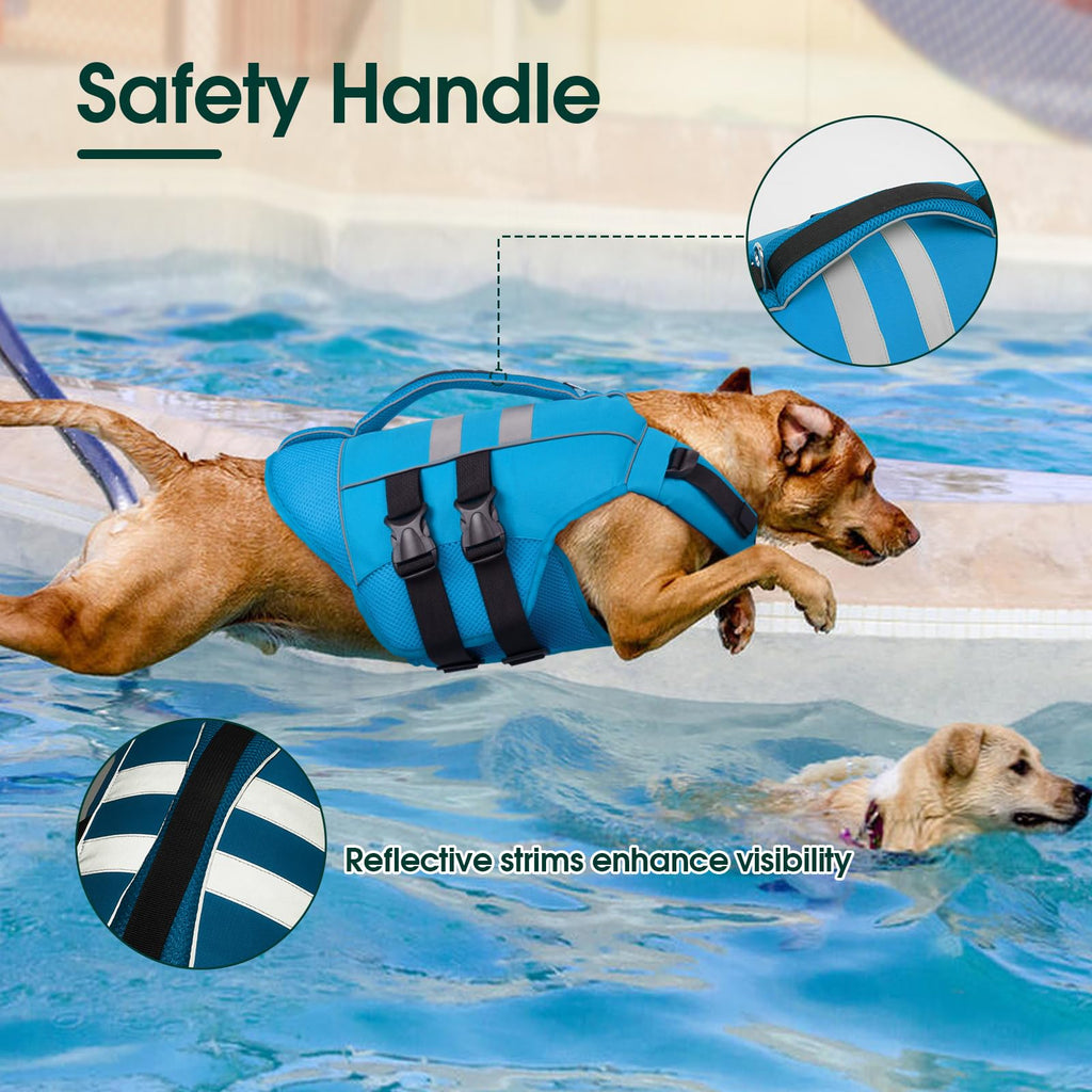 Kuoser — Chaleco Salvavidas Ajustable con Asa de Rescate y Reflectores para Perro