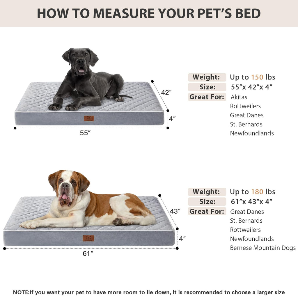 WNPETHOME — Cama Ortopédica Impermeable con Funda Lavable y Base Antideslizante para Perro