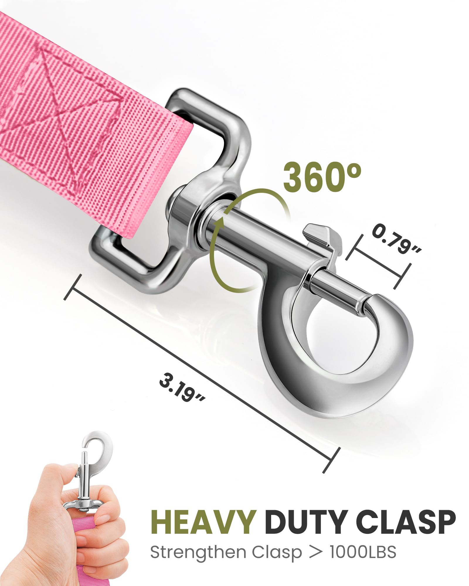 OutdoorMaster Bungee — Correa Elástica con Doble Mango Acolchado y Mosquetón 360° para Perro