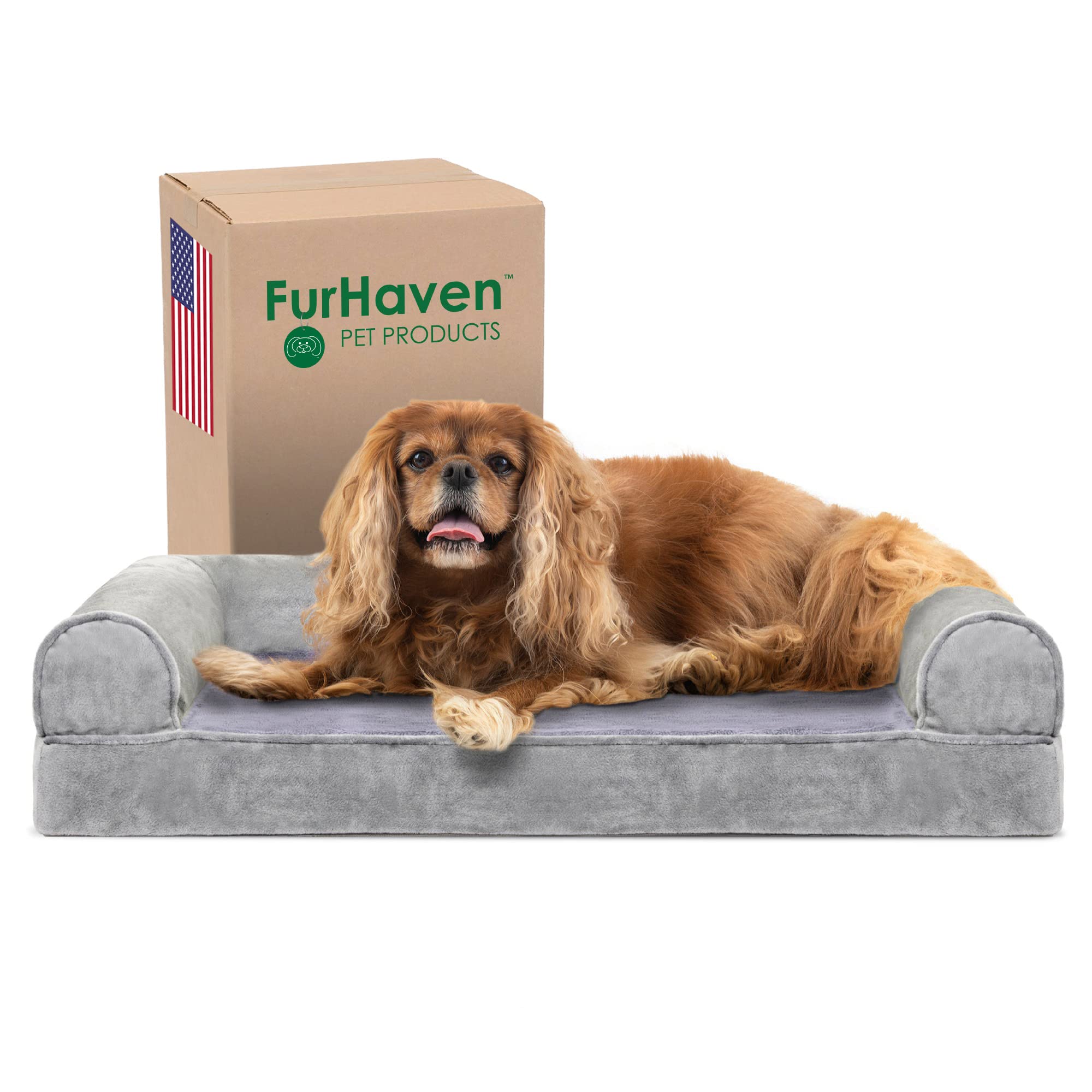 Furhaven Cooling Gel — Cama Ortopédica con Gel Refrescante, Bolsters Removibles y Cubierta Lavable para Perros Grandes