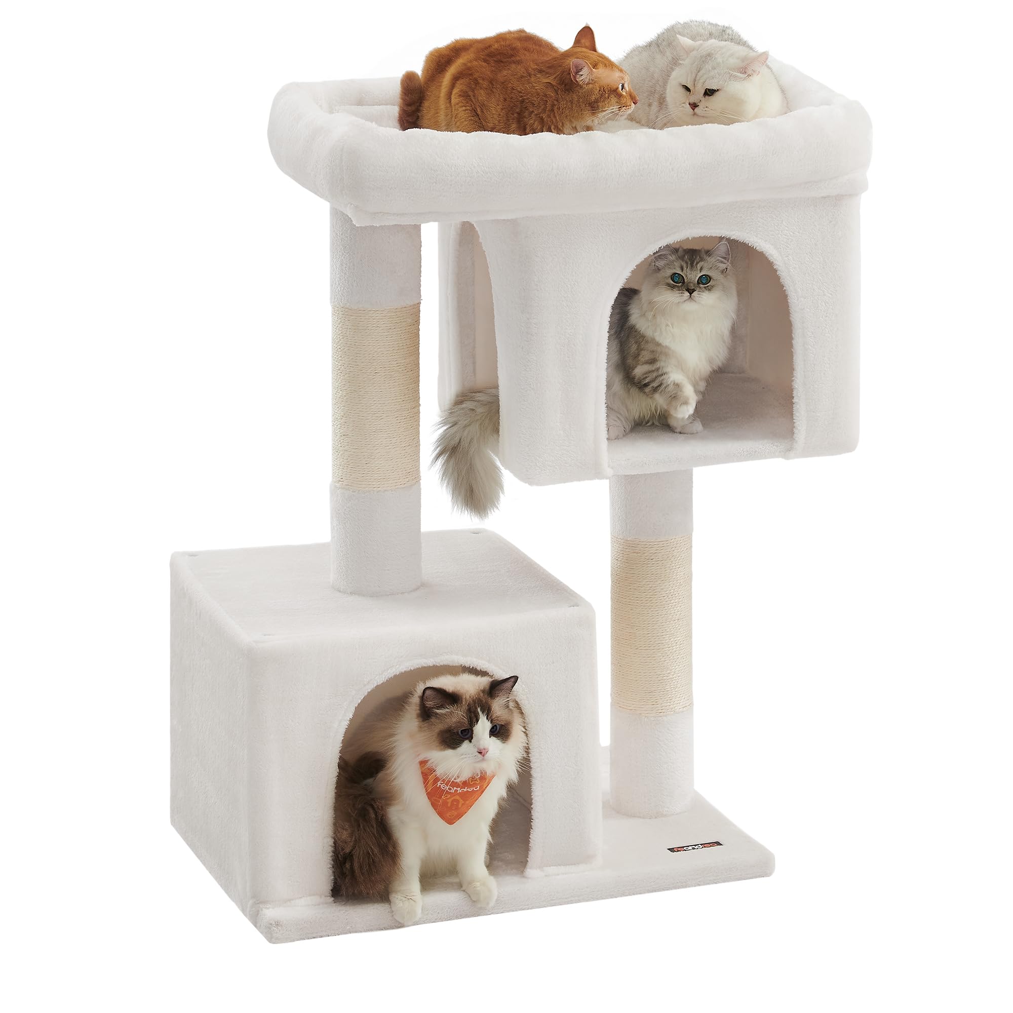 Feandrea — Torre Rascador para Gatos con Condo, Perchas y Postes de Sisal