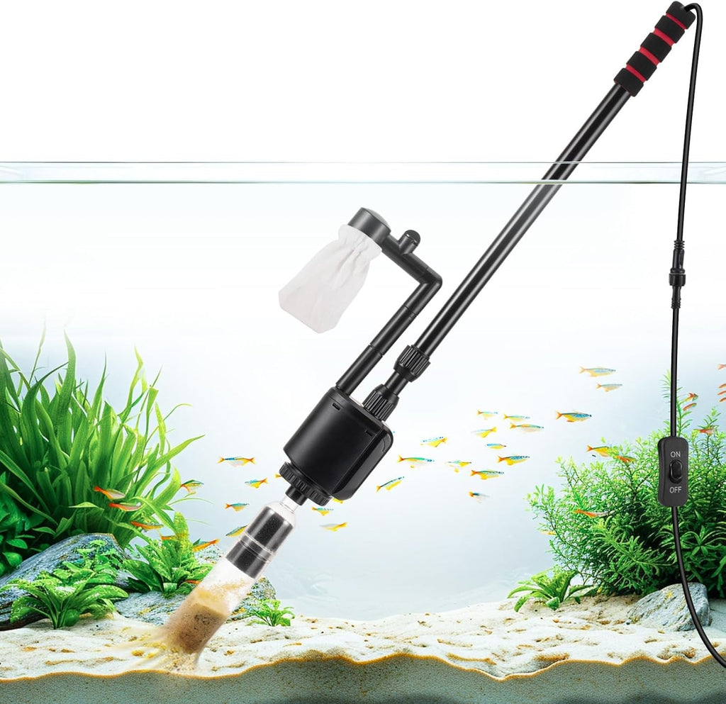 AQQA Kit Limpiador Eléctrico 6 en 1 para Acuario — Cambiador de Agua, Aspiradora de Grava y Filtro para Pecera