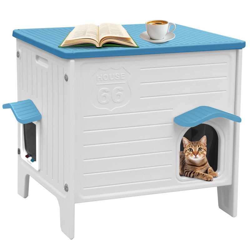 Rockever — Casa Exterior para Gatos con Aislamiento Térmico y Puerta de Escape, Refugio de Plástico para Interior y Exterior