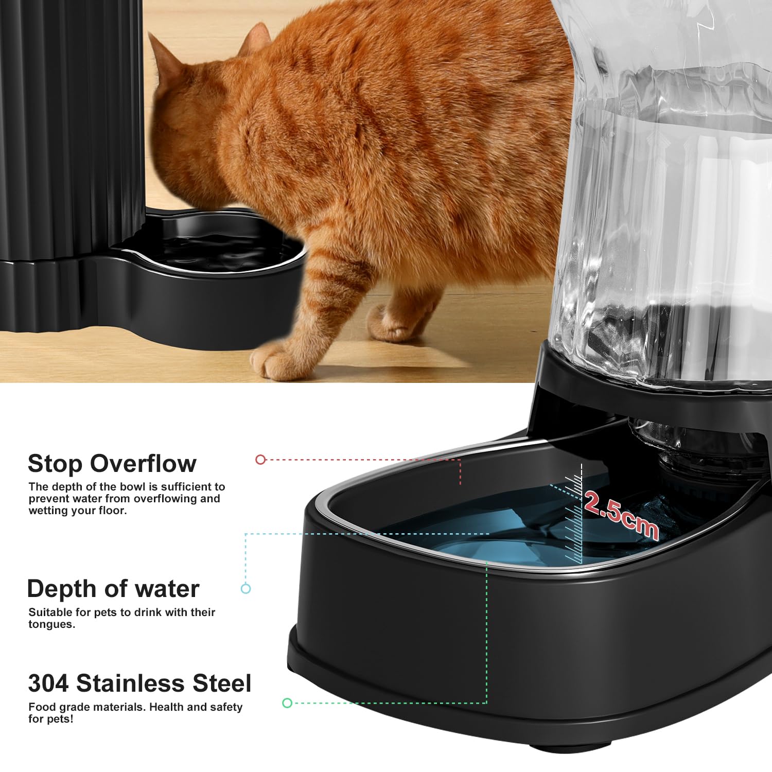 Gardner Pet — Bebedero Automático por Gravedad con Tazón de Acero Inoxidable para Perros y Gatos