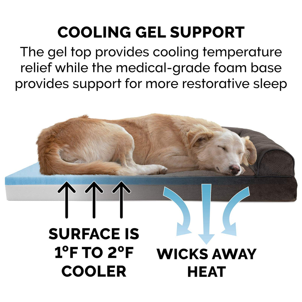 Furhaven Cooling Gel — Cama Ortopédica con Gel Refrescante, Bolsters Removibles y Cubierta Lavable para Perros Grandes