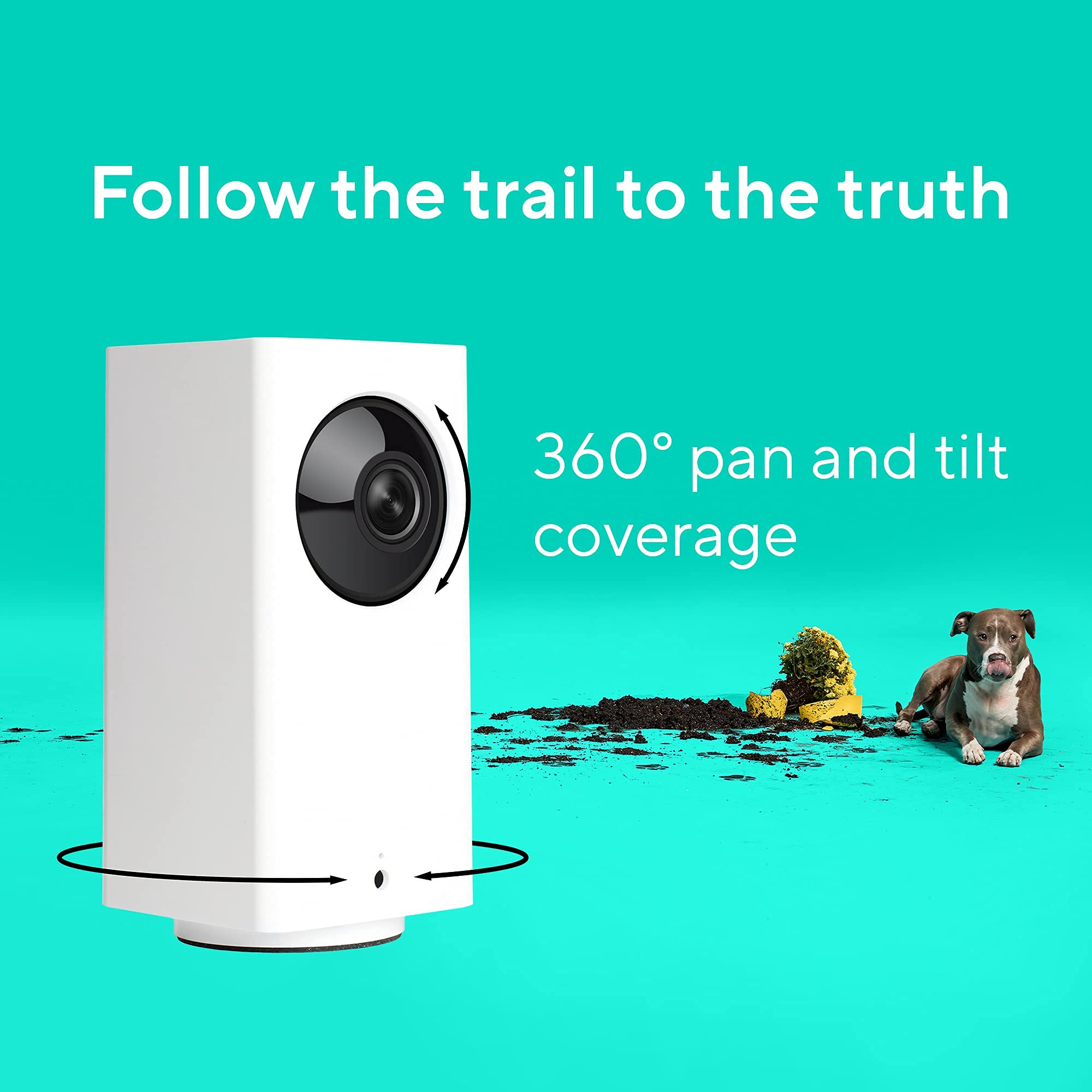WYZE Cam Pan v2 — Cámara de Seguridad Interior Inteligente con Visión Nocturna a Color, Detección de Movimiento y Sonido, Rotación 360°, Compatible con Alexa y Google Assistant