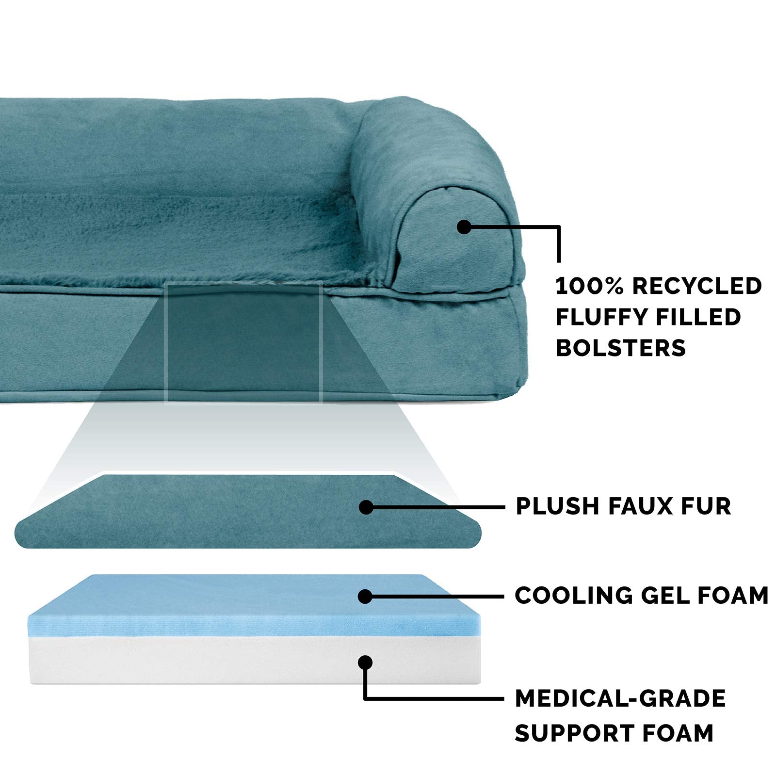 Furhaven Cooling Gel — Cama Ortopédica con Gel Refrescante, Bolsters Removibles y Cubierta Lavable para Perros Grandes