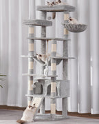 Heybly Torre para Gatos Grandes — Árbol Multinivel con Perchas Anchas, Cueva y Tablero Rascador para Gatos de hasta 9 kg
